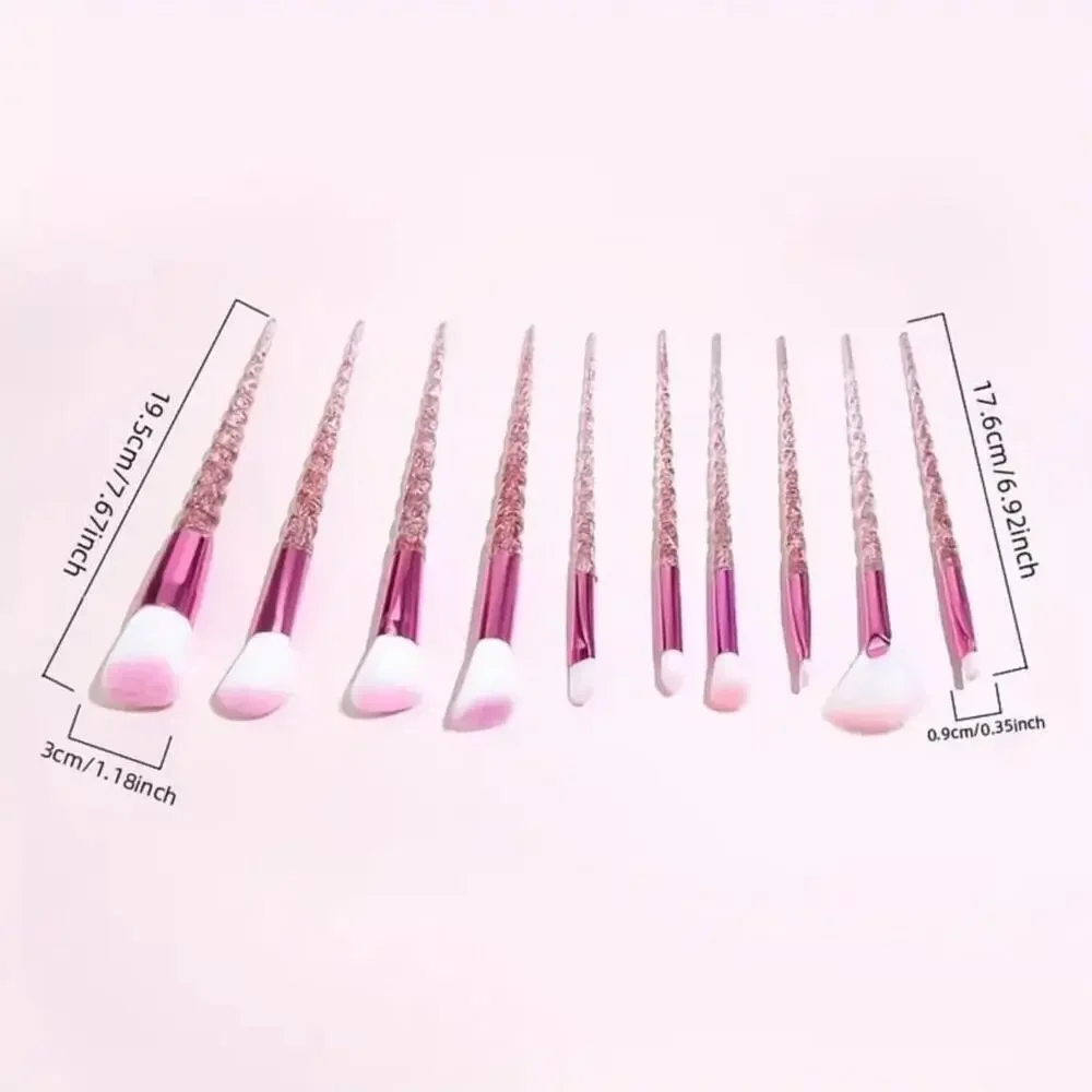 Glittery Makeup Brushes In Light Pink Set of 10